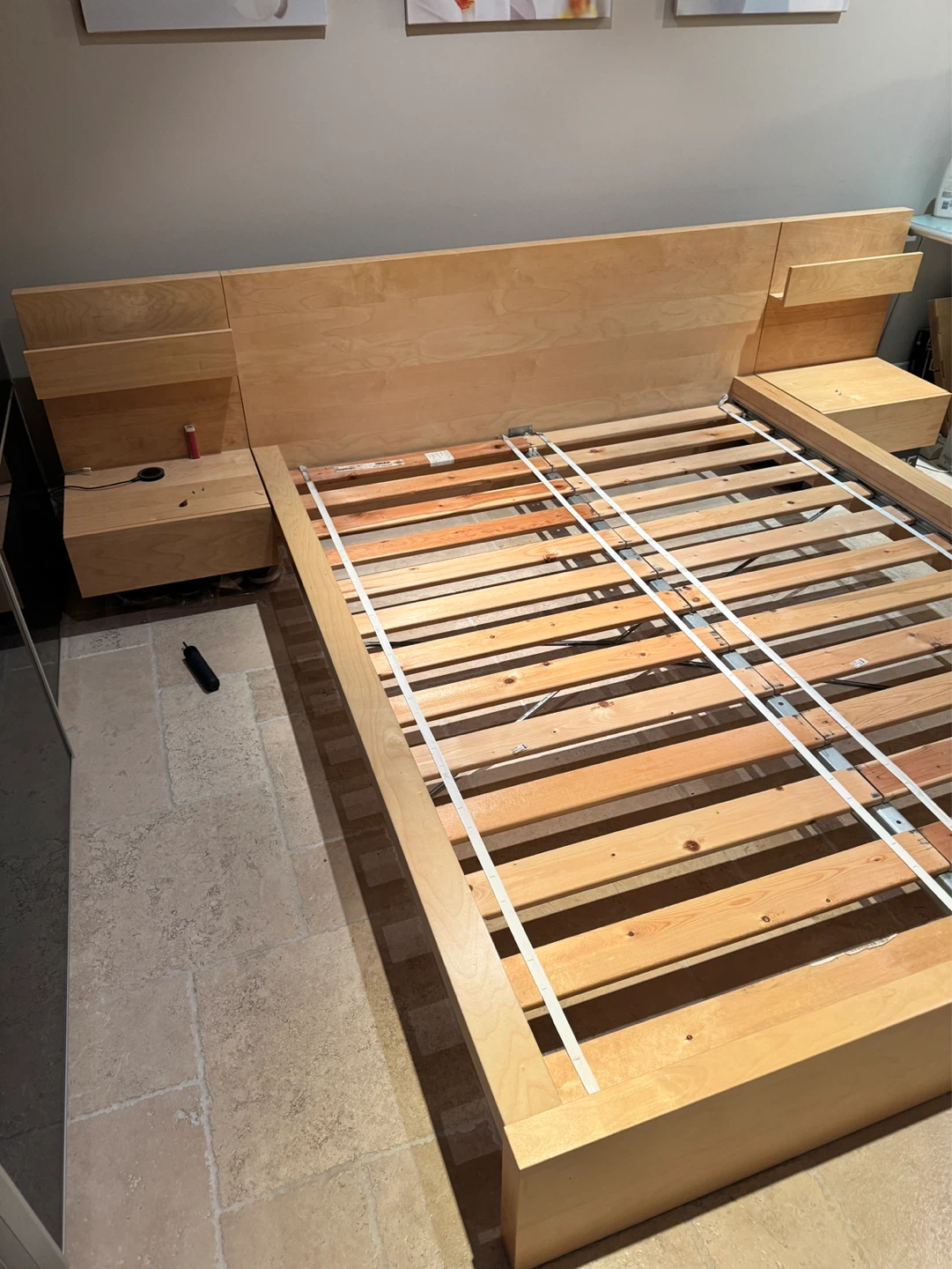 Queen size IKEA Malm bed with night stand - photo 3