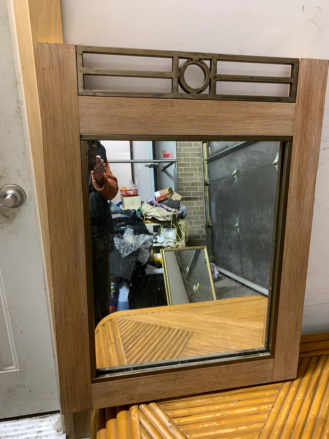 Wooden Framed Mirror with Decorative Metal Accent - photo 2