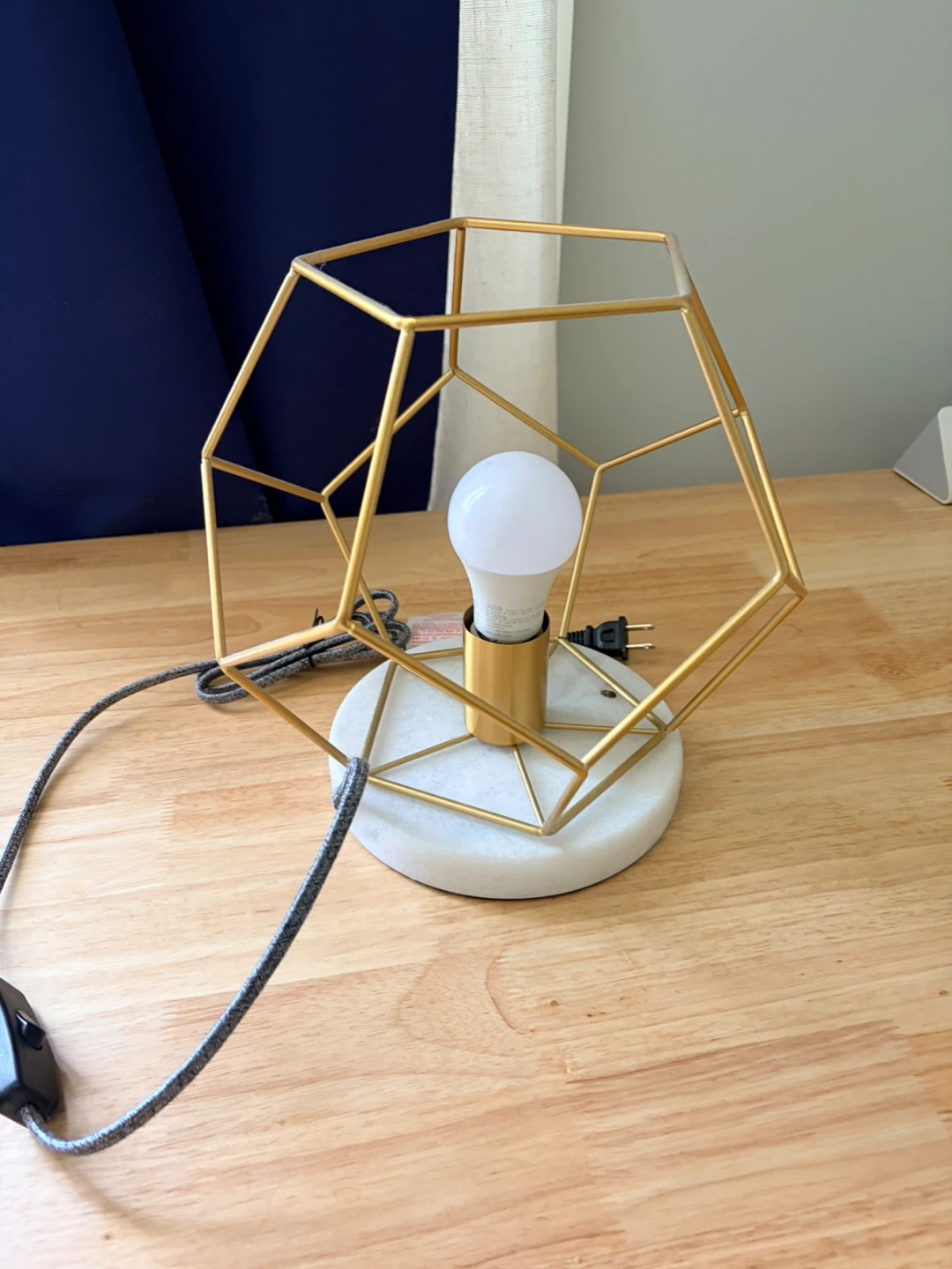 Gold Geometric Lamp with Marble Base - photo 2