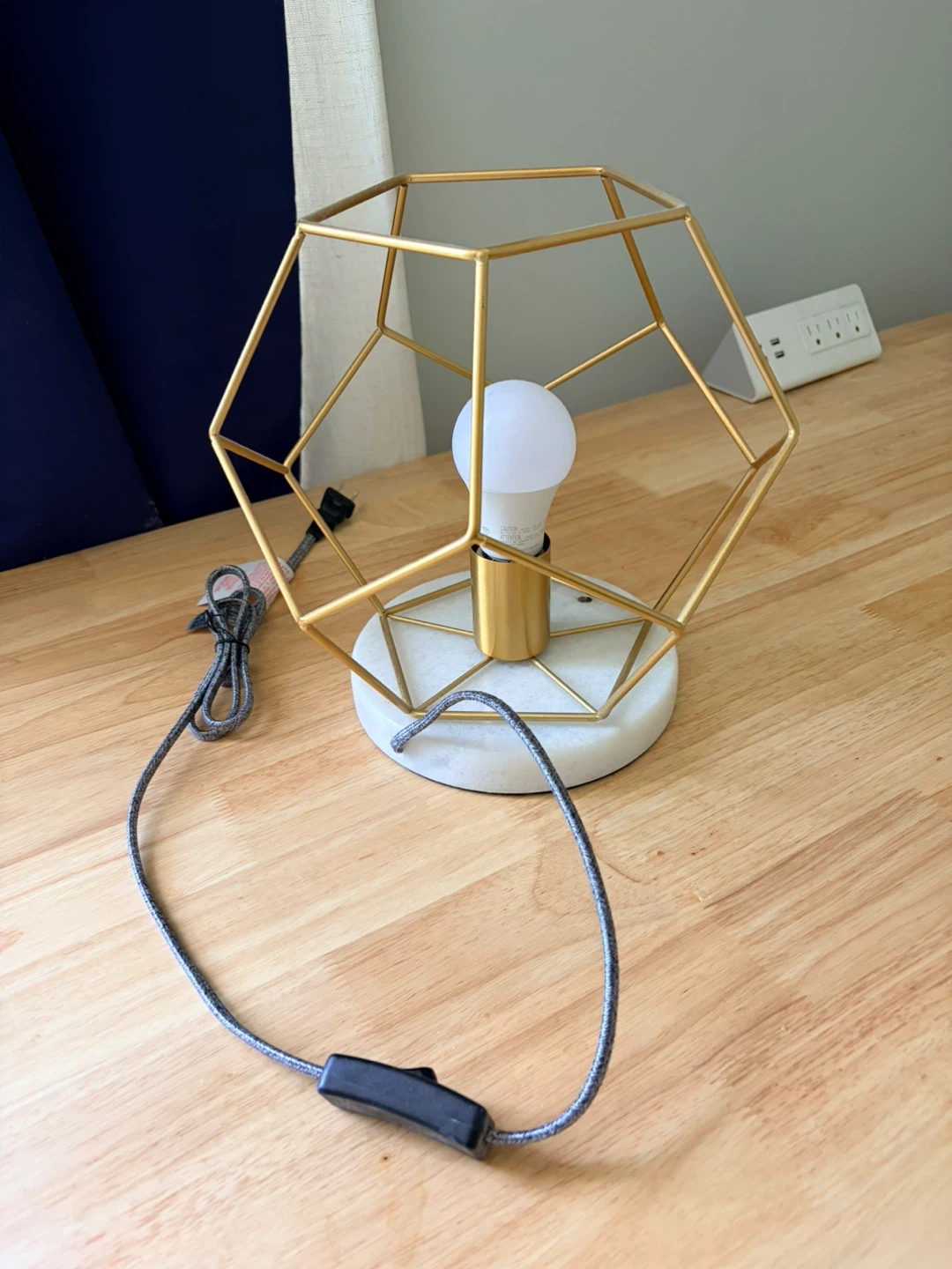 Gold Geometric Lamp with Marble Base