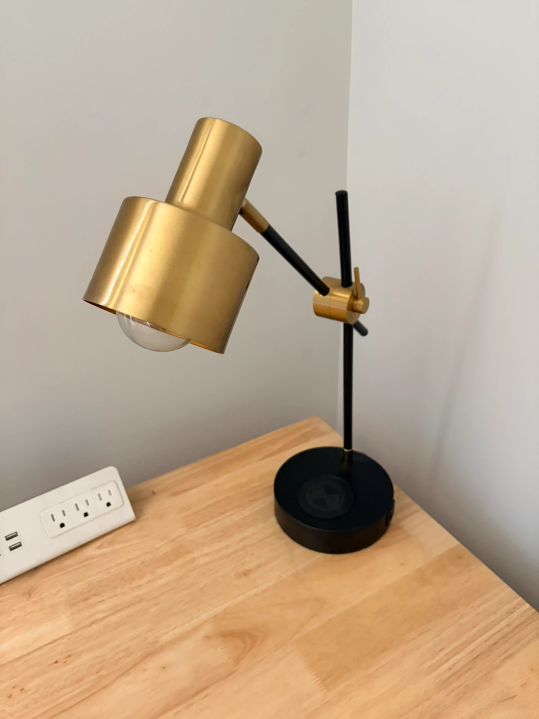Gold Adjustable Desk Lamp with Wireless Charging Base