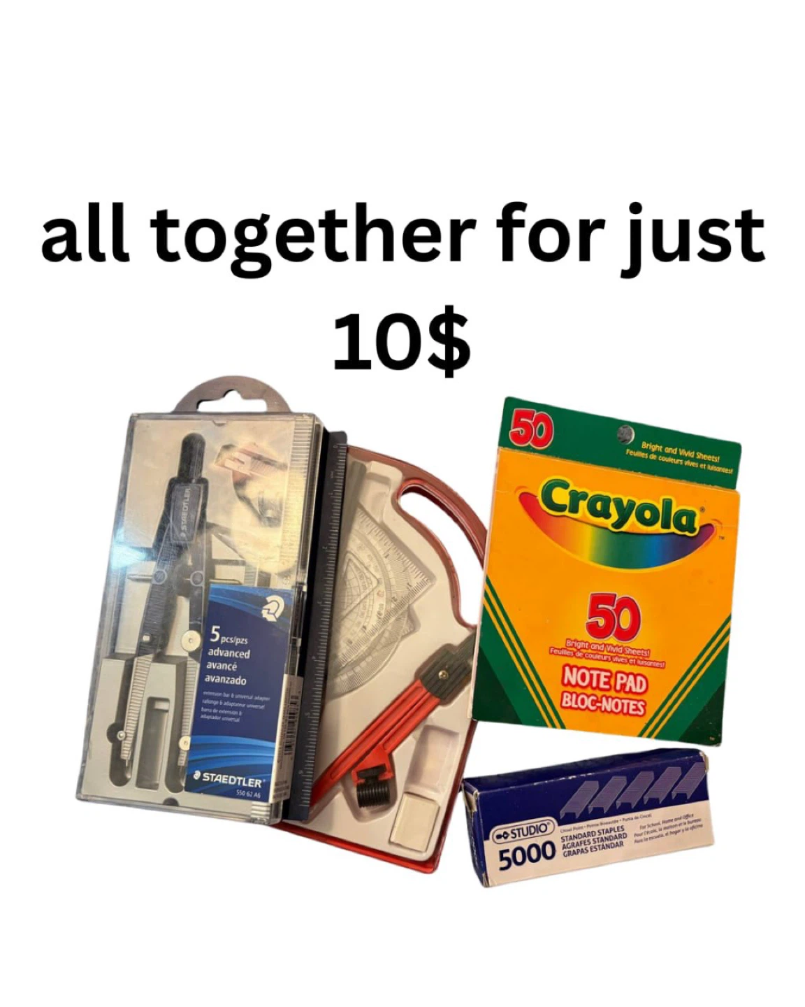 School Supplies Bundle: Geometry Set, Crayola Note Pads, Staples - photo 2