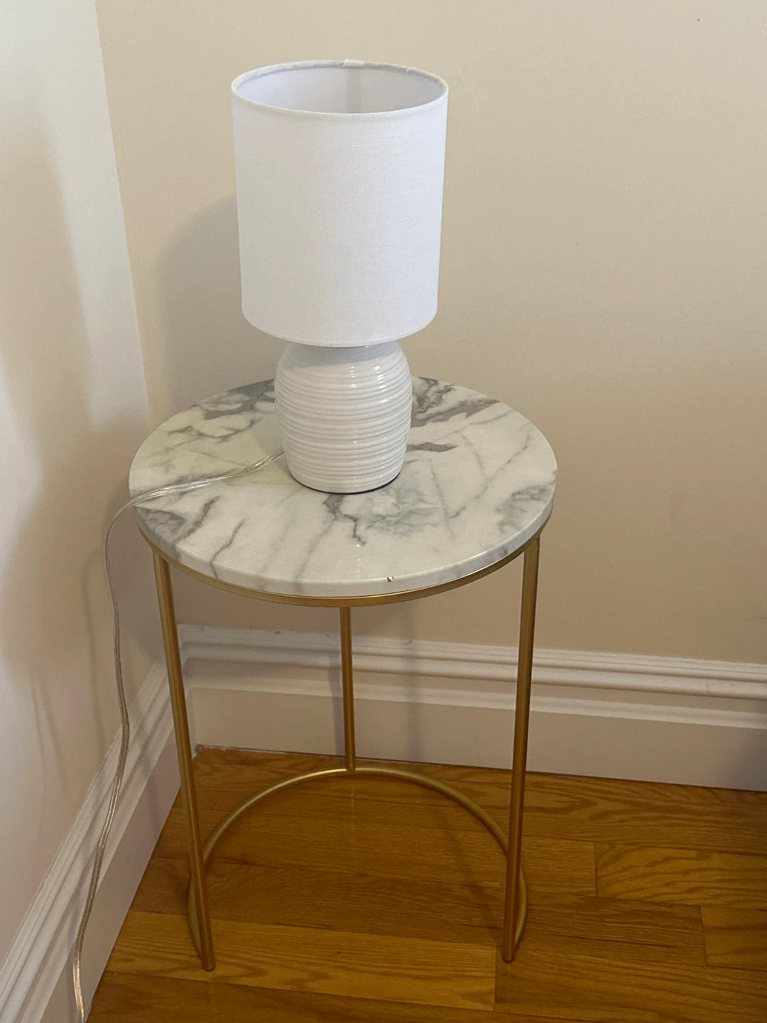 White Table Lamp with Textured Ceramic Base