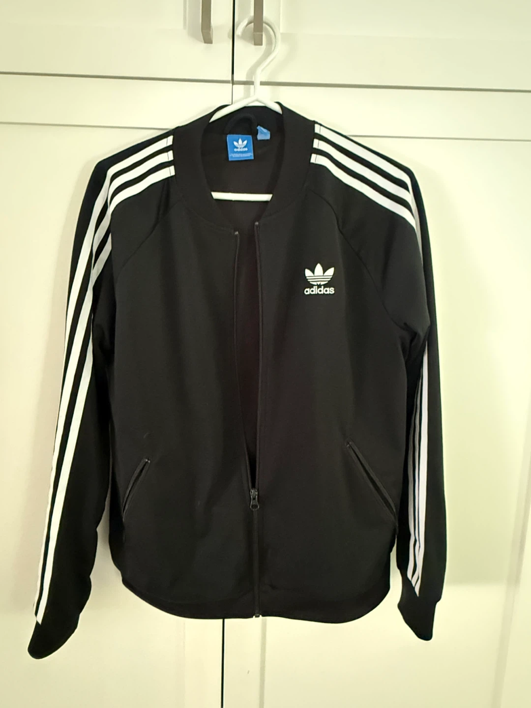 Adidas Track Jacket - Black with White Stripes