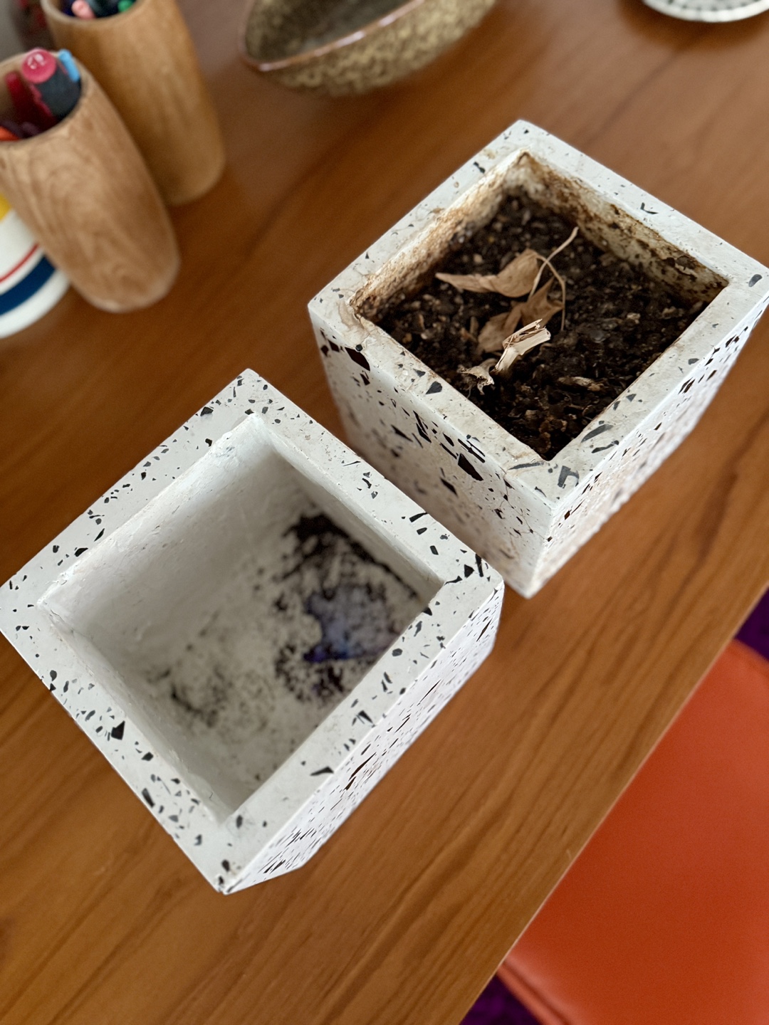 CB2 Terrazzo Cube Planters — Pair - photo 2