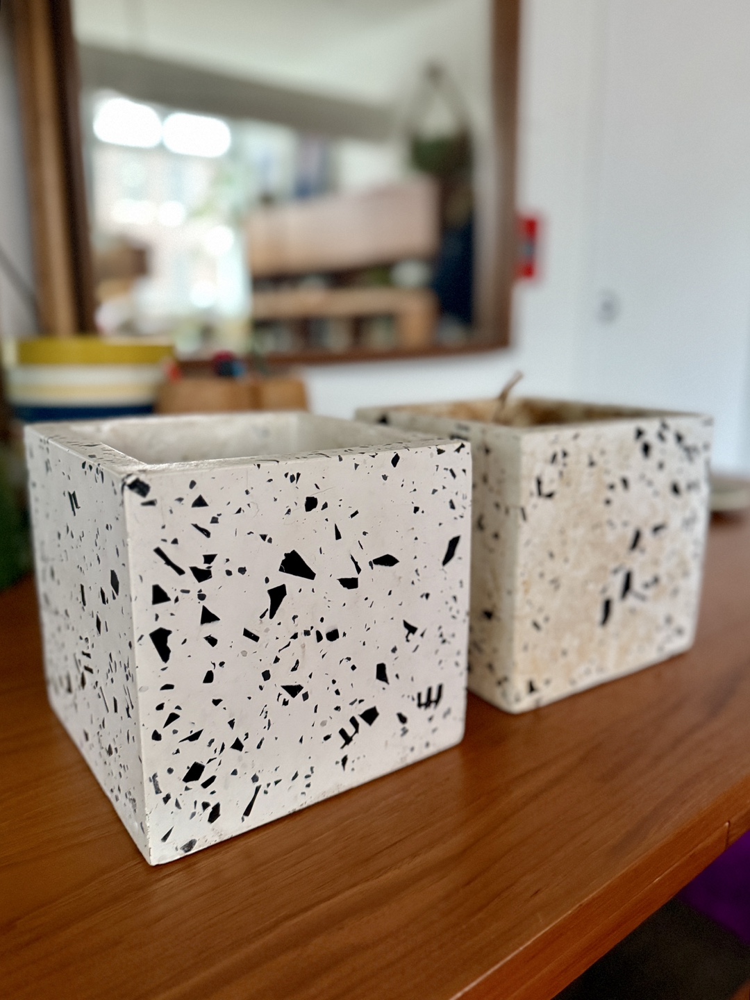 CB2 Terrazzo Cube Planters — Pair