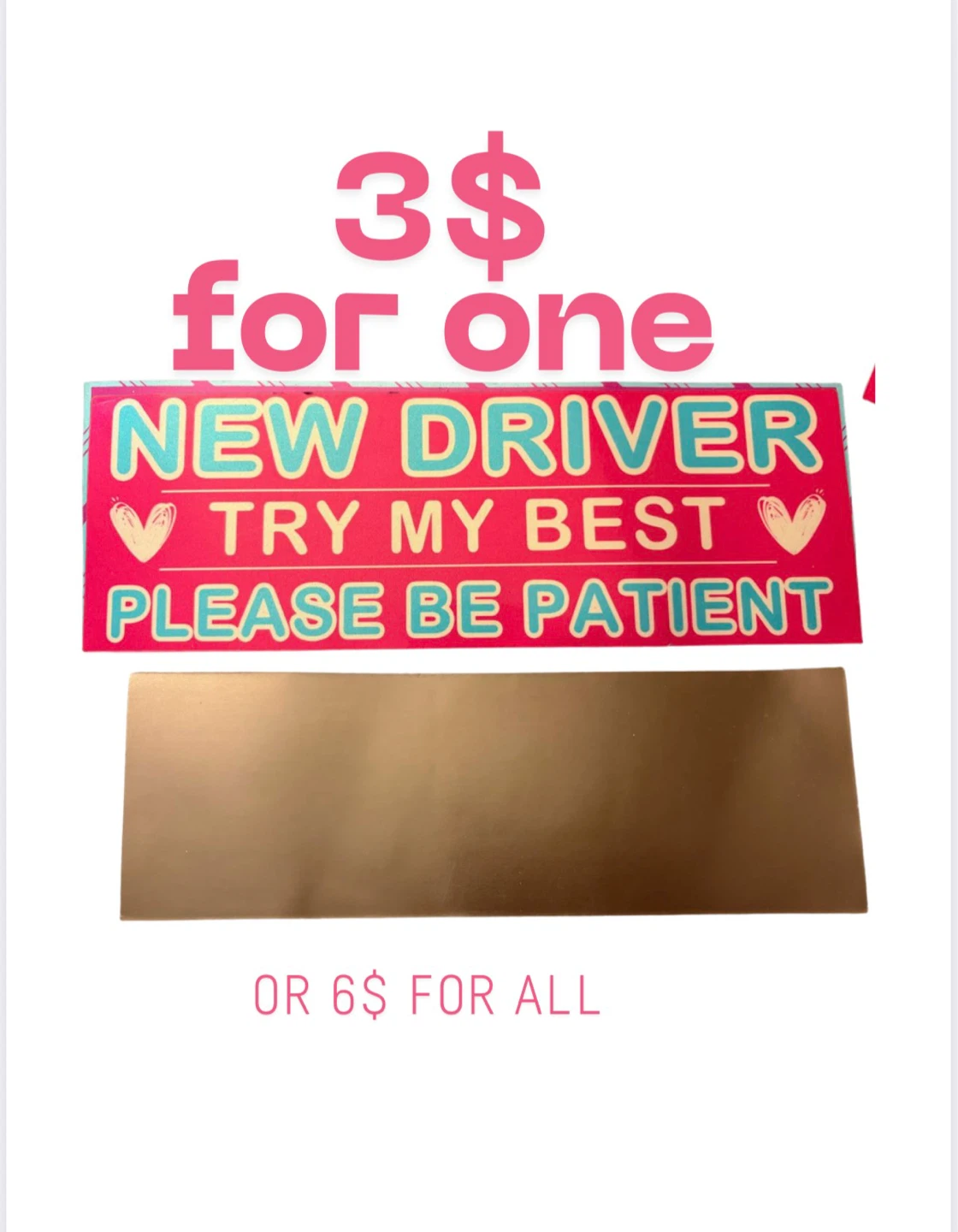 3 Magnetic "New Driver" Car Signs - photo 2