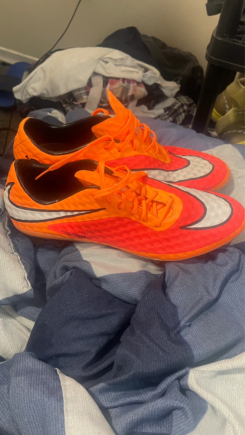 Nike Hypervenom Phantom II FG Soccer Cleats Orange White US 8