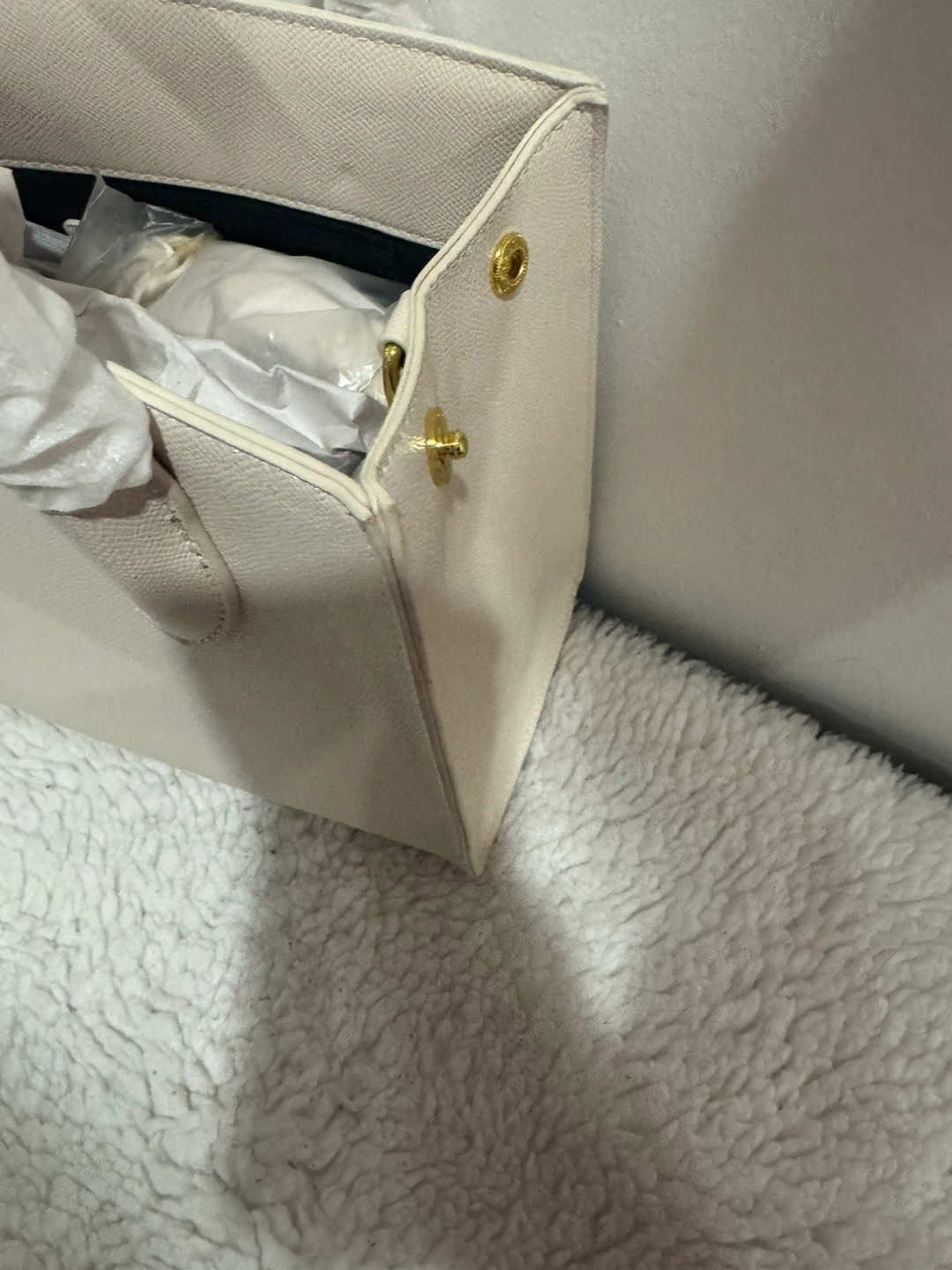 Prada Cream Leather Top Handle Bag - photo 3