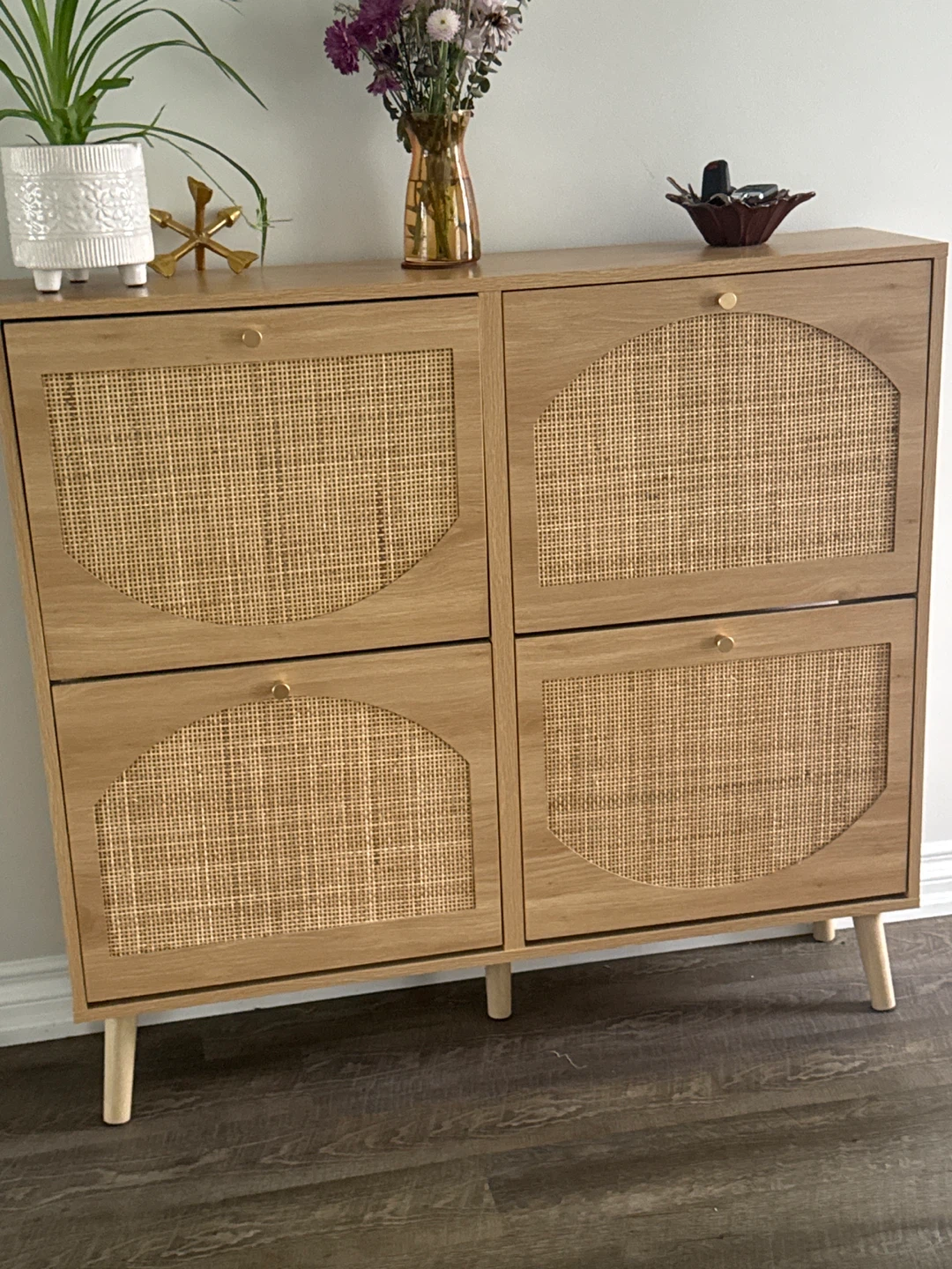 George Oliver Bostynn 41.3" W 4-Drawer Rattan Shoe Storage - photo 4