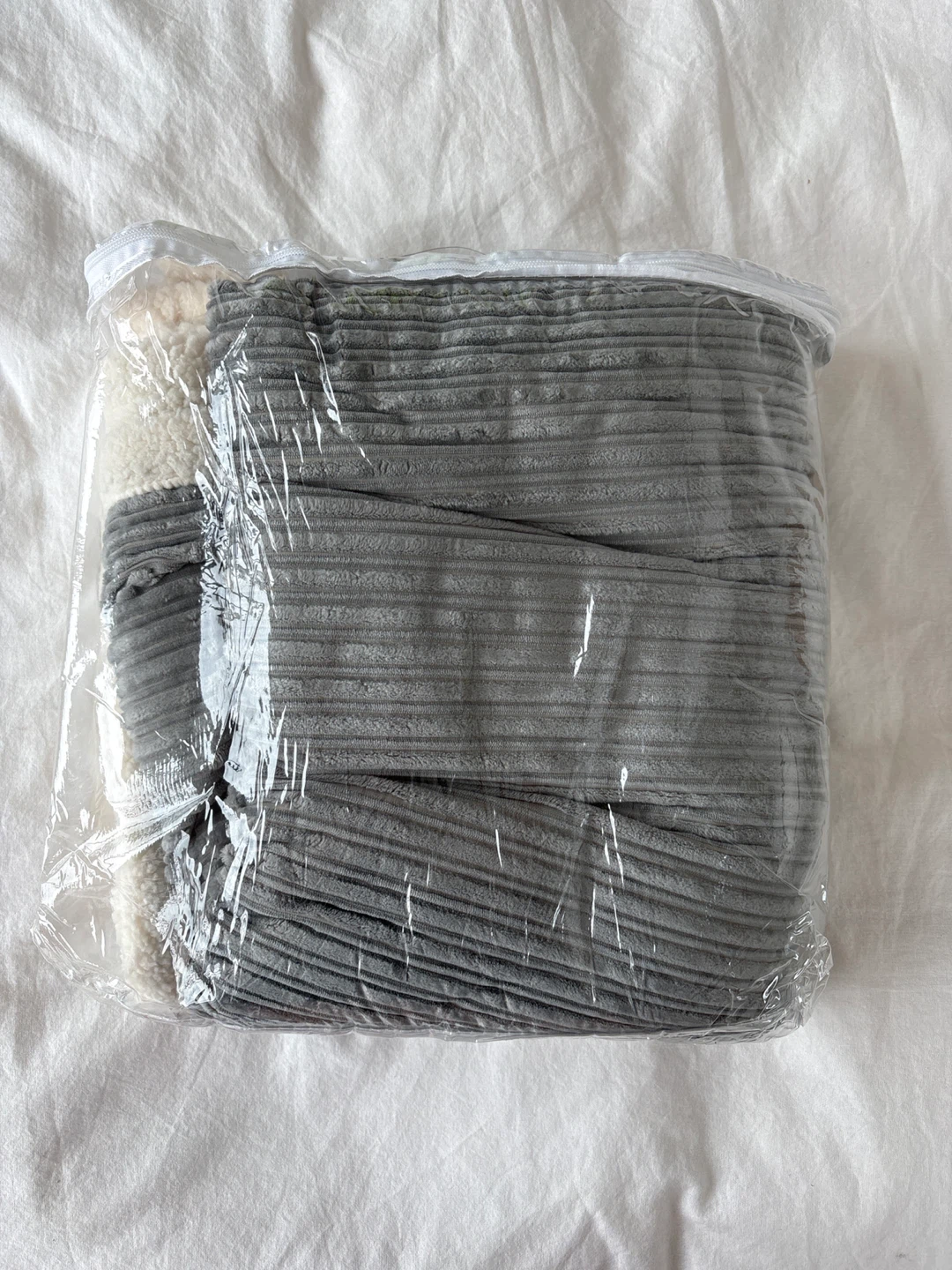 Gray Corduroy Sherpa Throw Kanata Blanket