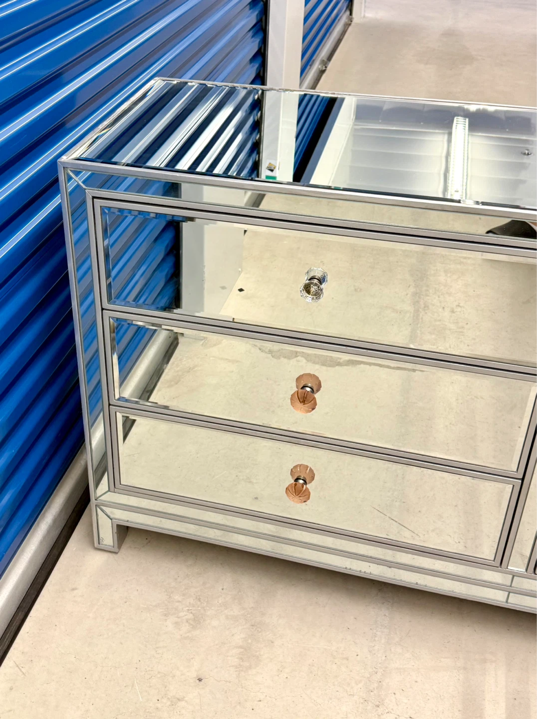 Mirror Bedroom Dresser 6 Drawer Silver - photo 3
