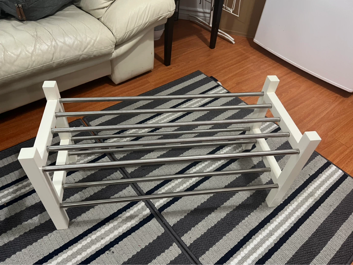 White and Chrome Shoe Rack