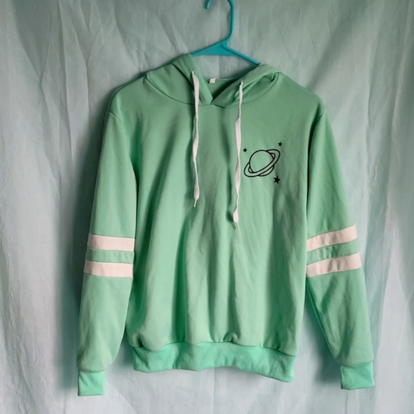 Mint Green Hoodie with Planet Graphic - photo 3