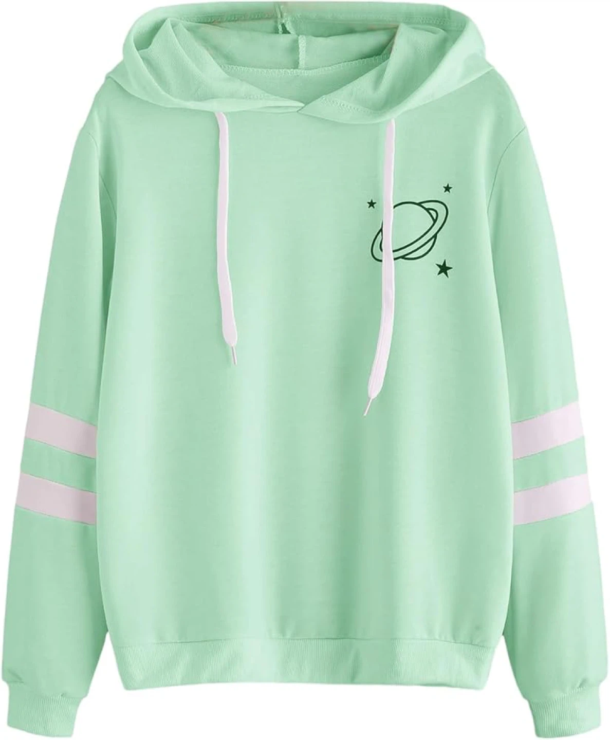 Mint Green Hoodie with Planet Graphic - photo 2
