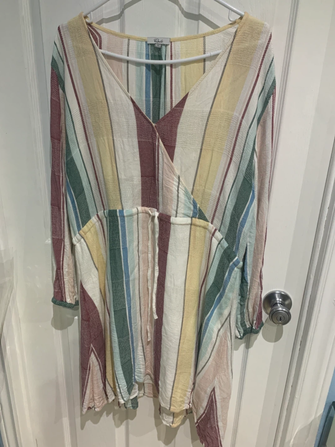 Rails Striped V-Neck Wrap Dress Size L
