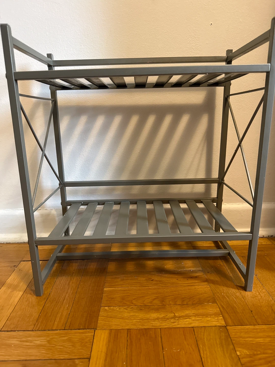 Grey Two-Tier Metal Shelf Unit