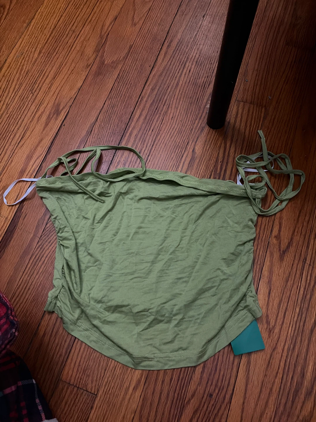 SHEIN Olive Green Ruched Tube Top