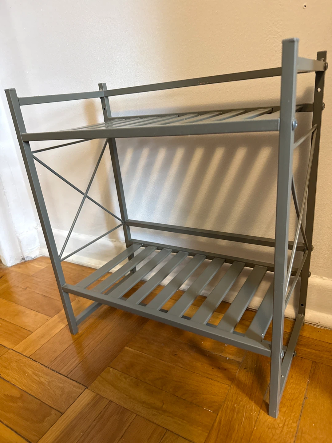 Grey Two-Tier Metal Shelf Unit - photo 2