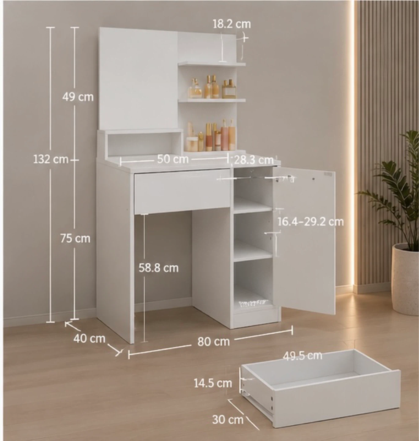 New White Makeup Vanity with Mirror Delivery Available - photo 3