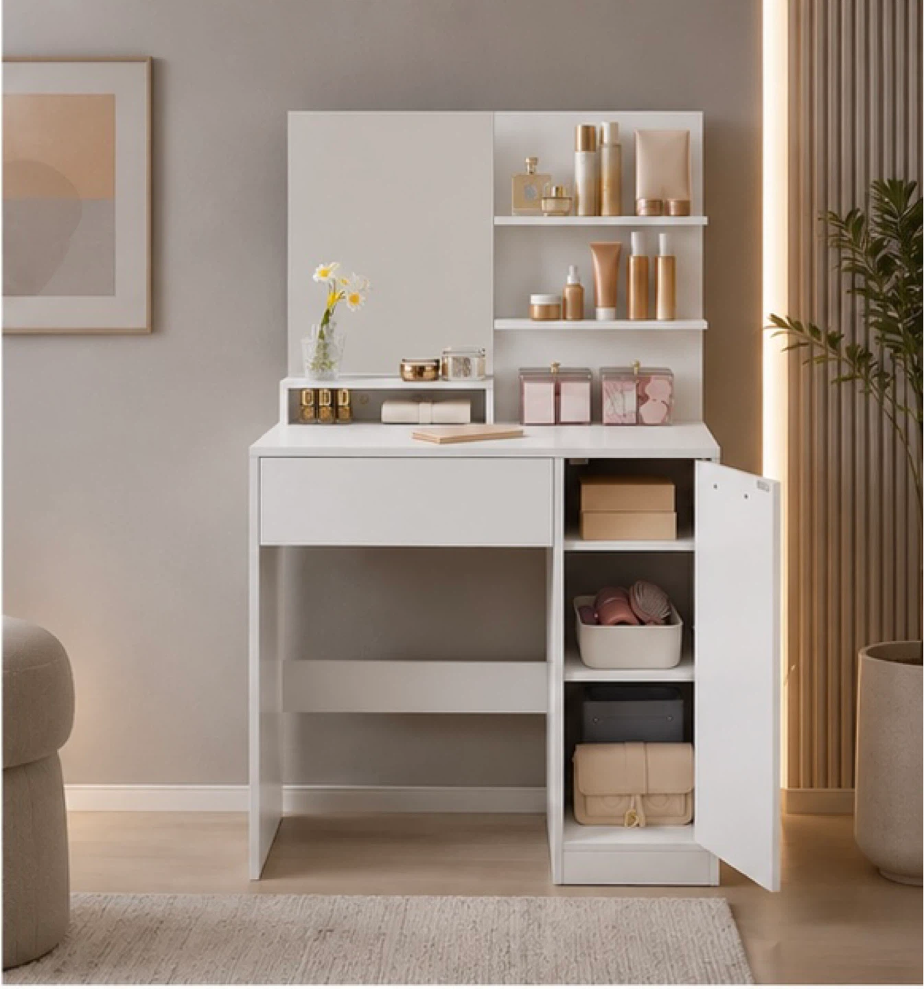 New White Makeup Vanity with Mirror Delivery Available