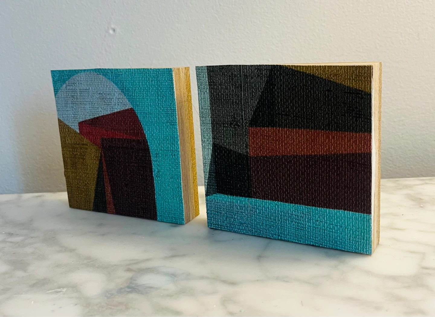 Set of 2 Abstract Art Wood Blocks - photo 2
