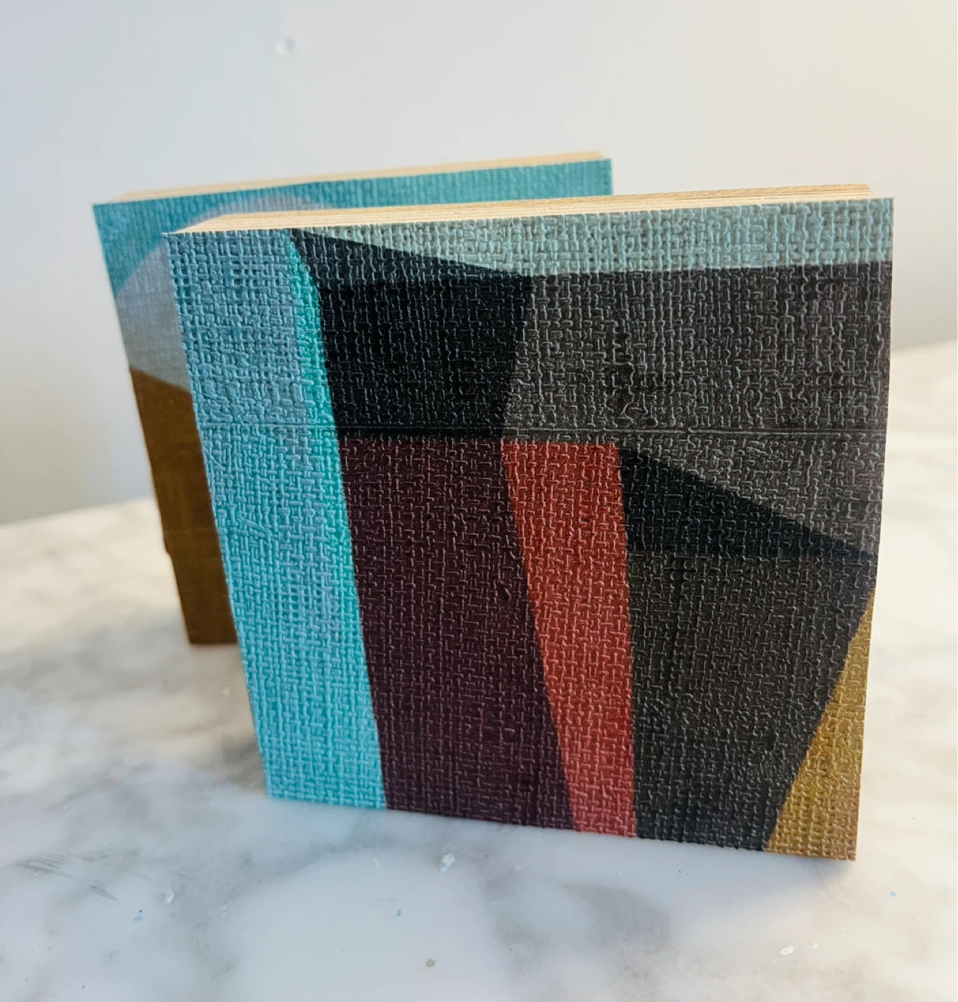 Set of 2 Abstract Art Wood Blocks - photo 5