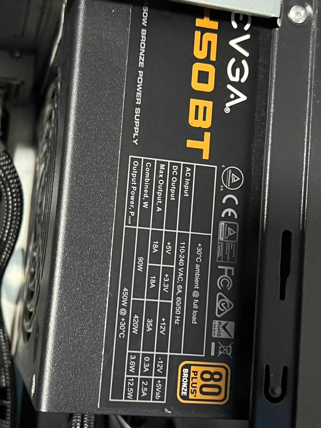 Black ATX Computer Case with EVGA 450W BT Power Supply - photo 3