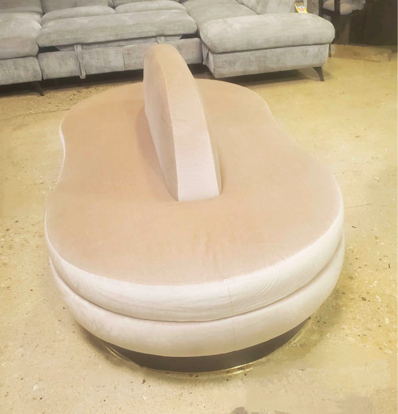 New Modern Artsy Beige Upholstered Lounge Seating Sofa - photo 3