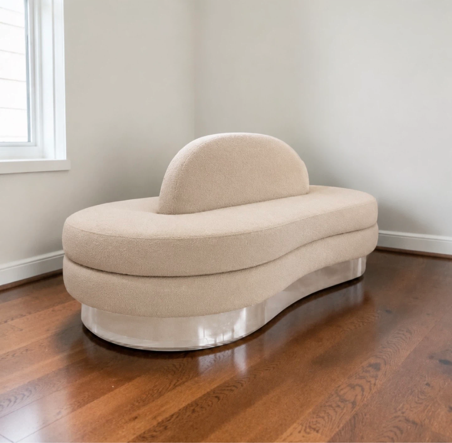New Modern Artsy Beige Upholstered Lounge Seating Sofa