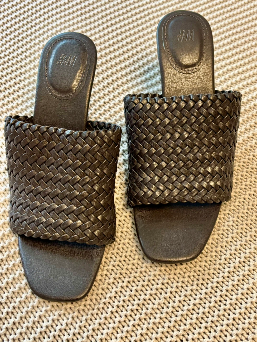 H&M Woven Heeled Mules - Brown