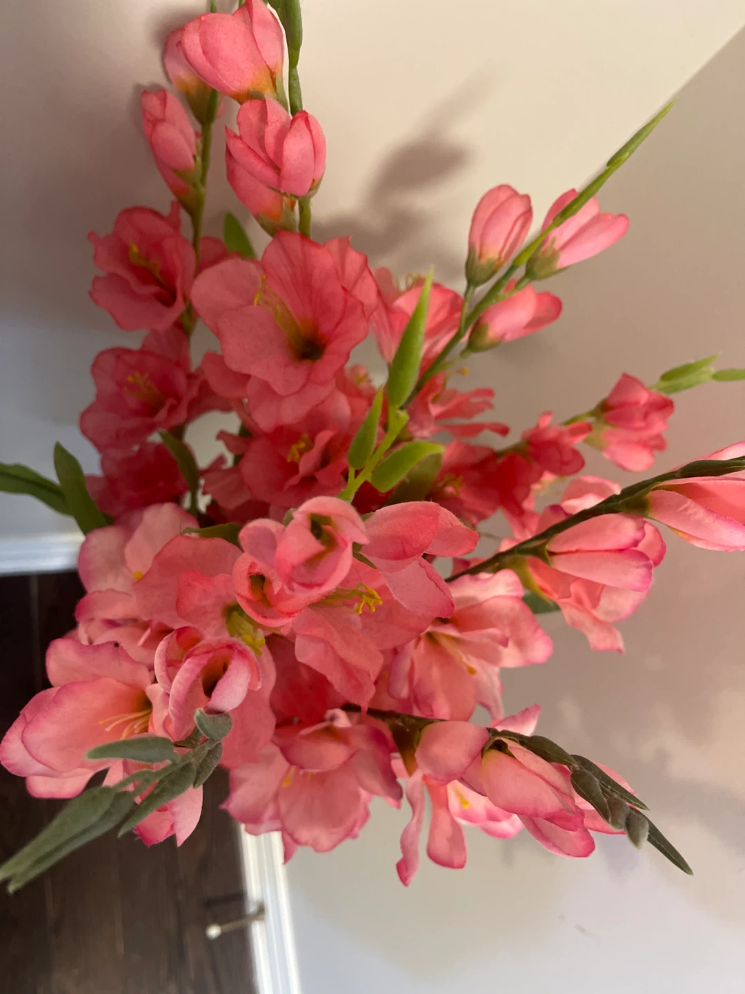 Artificial Pink Gladiolus Floral Arrangement in Two-Tone Vase - photo 2