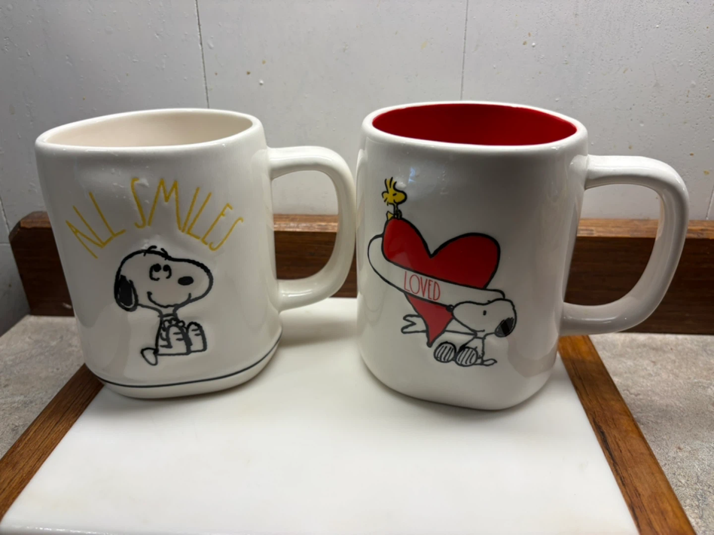 Rae Dunn Peanuts Snoopy Mugs (Set of 2)