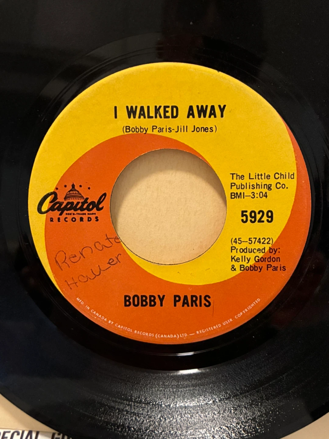 I Walked Away Bobby Paris Vinyl , 7", 45 RPM Record vintage - photo 4