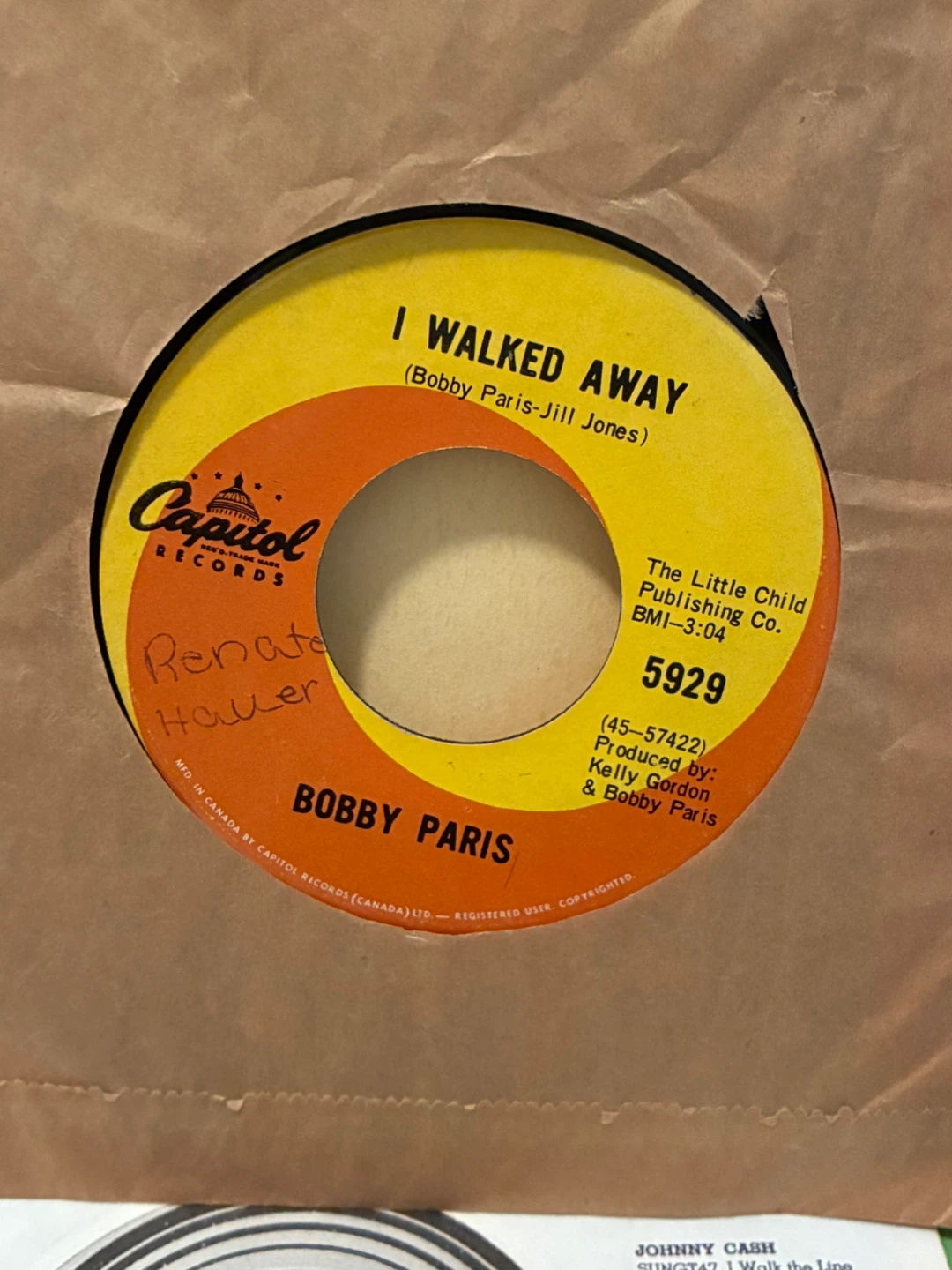 I Walked Away Bobby Paris Vinyl , 7", 45 RPM Record vintage - photo 5