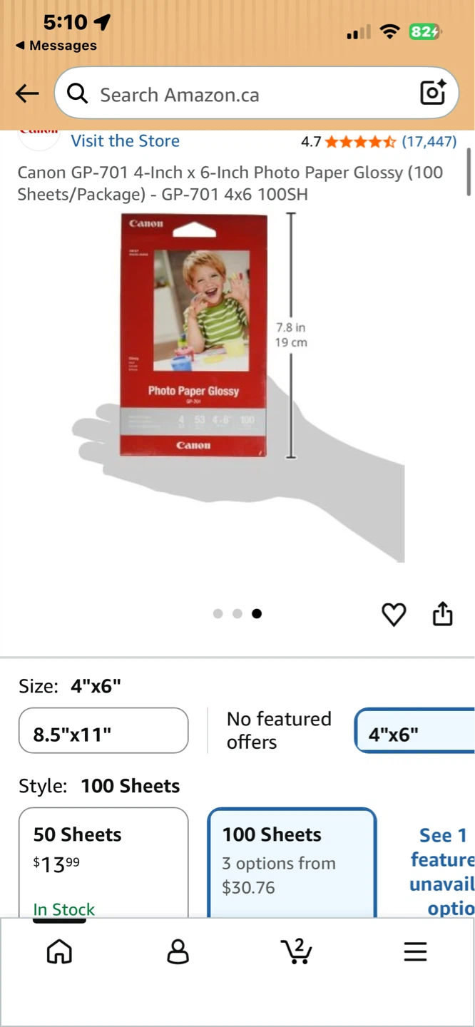 Canon 4x6 inch Photo Paper Glossy (100 Sheets/Package) - photo 2