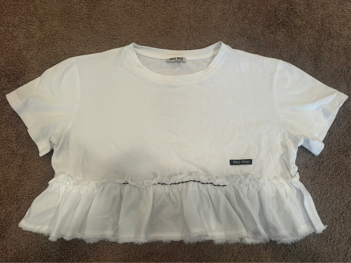 Miu Miu White Ruffle T-Shirt - photo 2