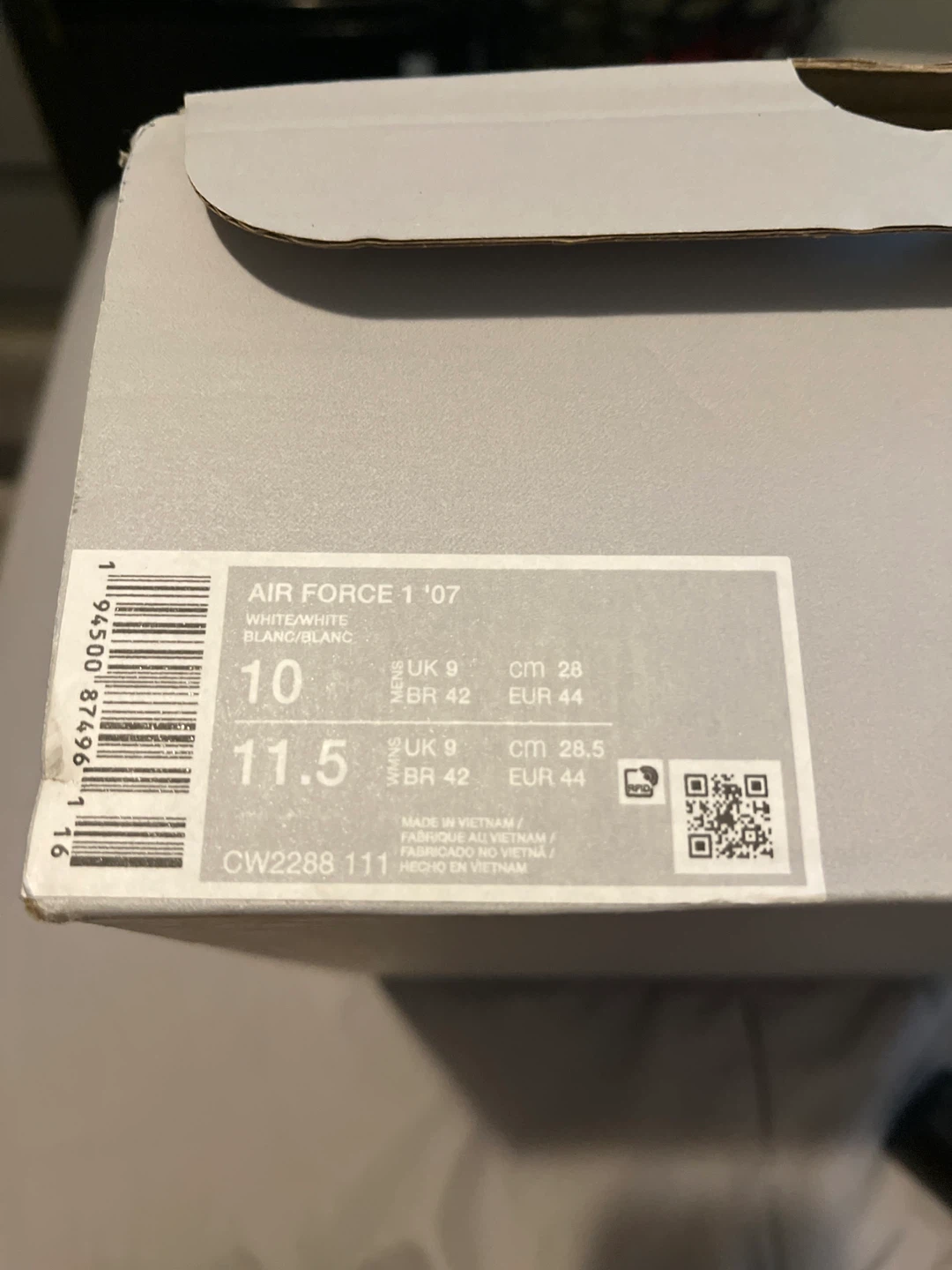 Nike Air Force 1 '07 White Sneakers Size 10 - photo 2