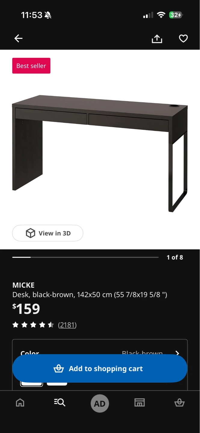 IKEA MICKE Desk - Black-Brown - photo 3