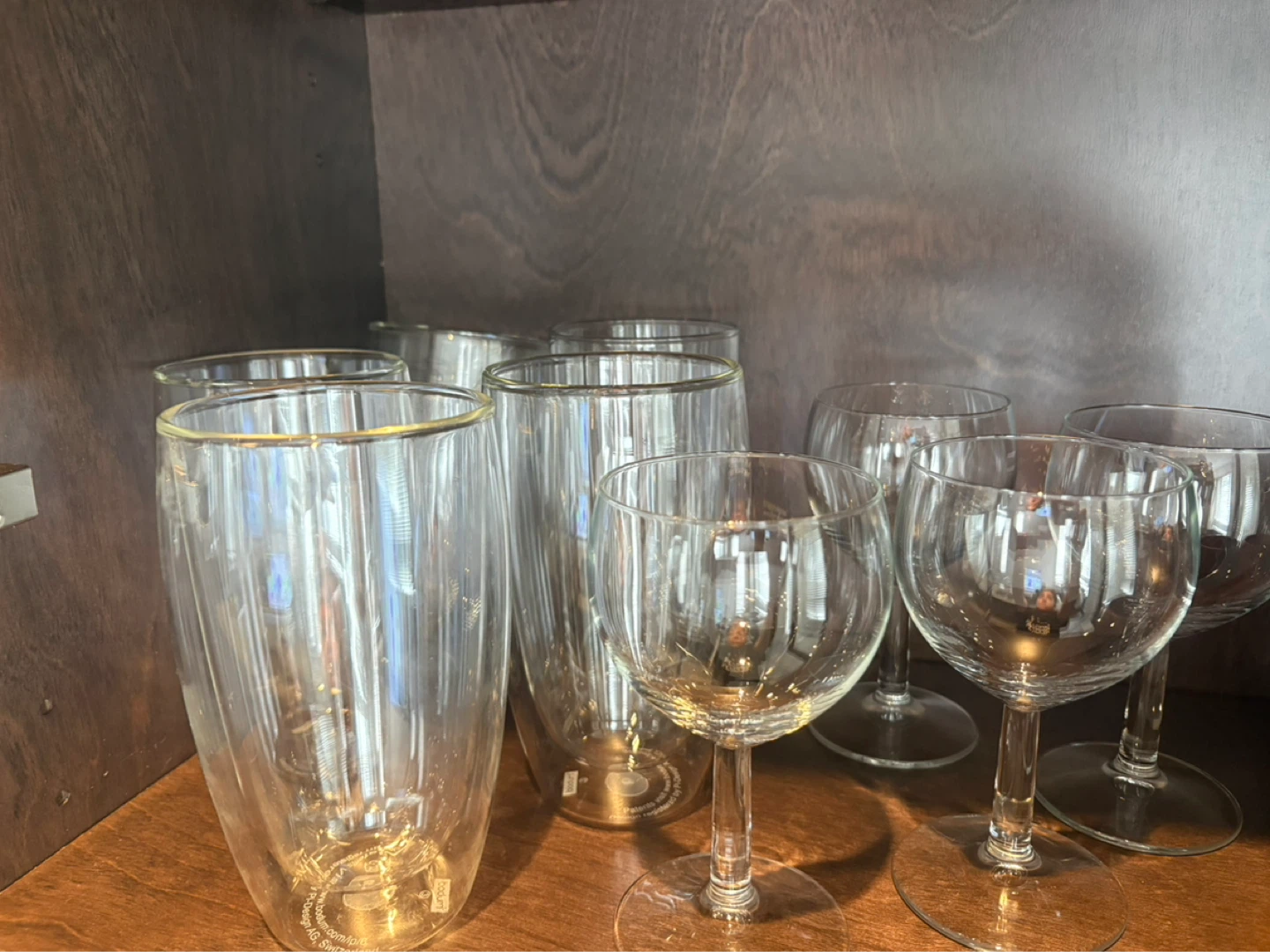 5Double-Walled Glasses and 5Wine Glasses