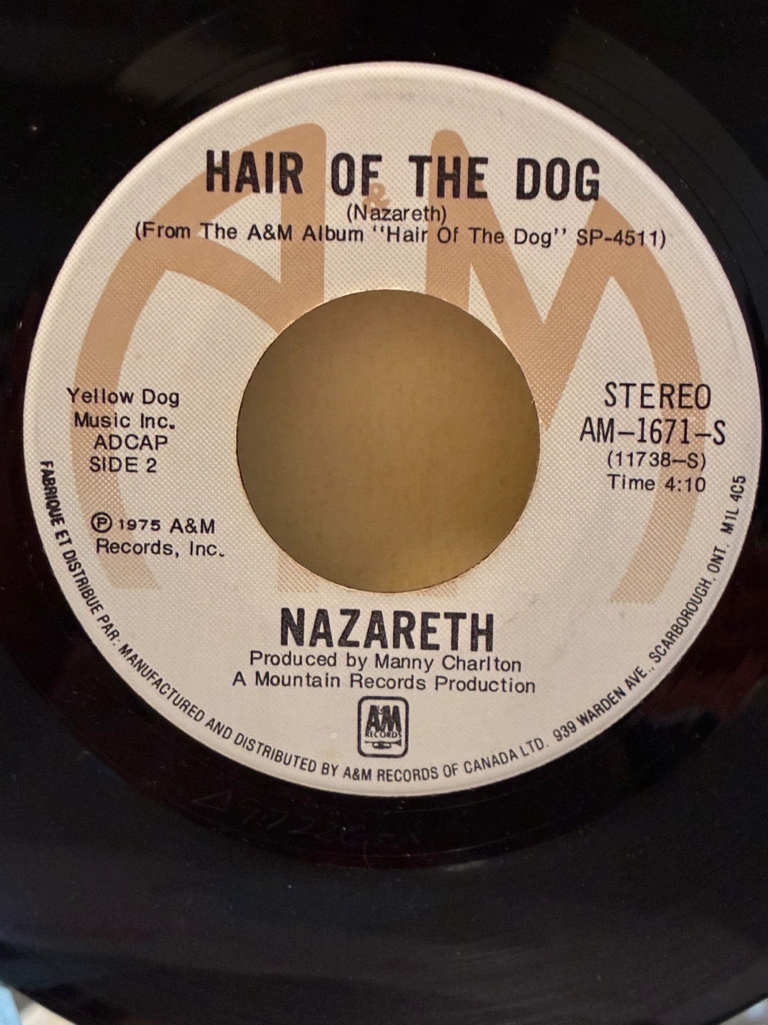 Nazareth 45 record "Hair of the Dog” and “Love Hurts" vintage - photo 2