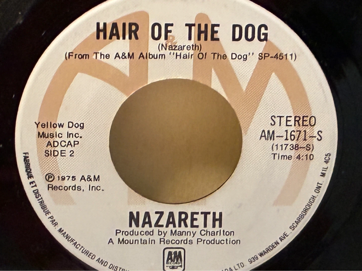 Nazareth 45 record "Hair of the Dog” and “Love Hurts" vintage - photo 3