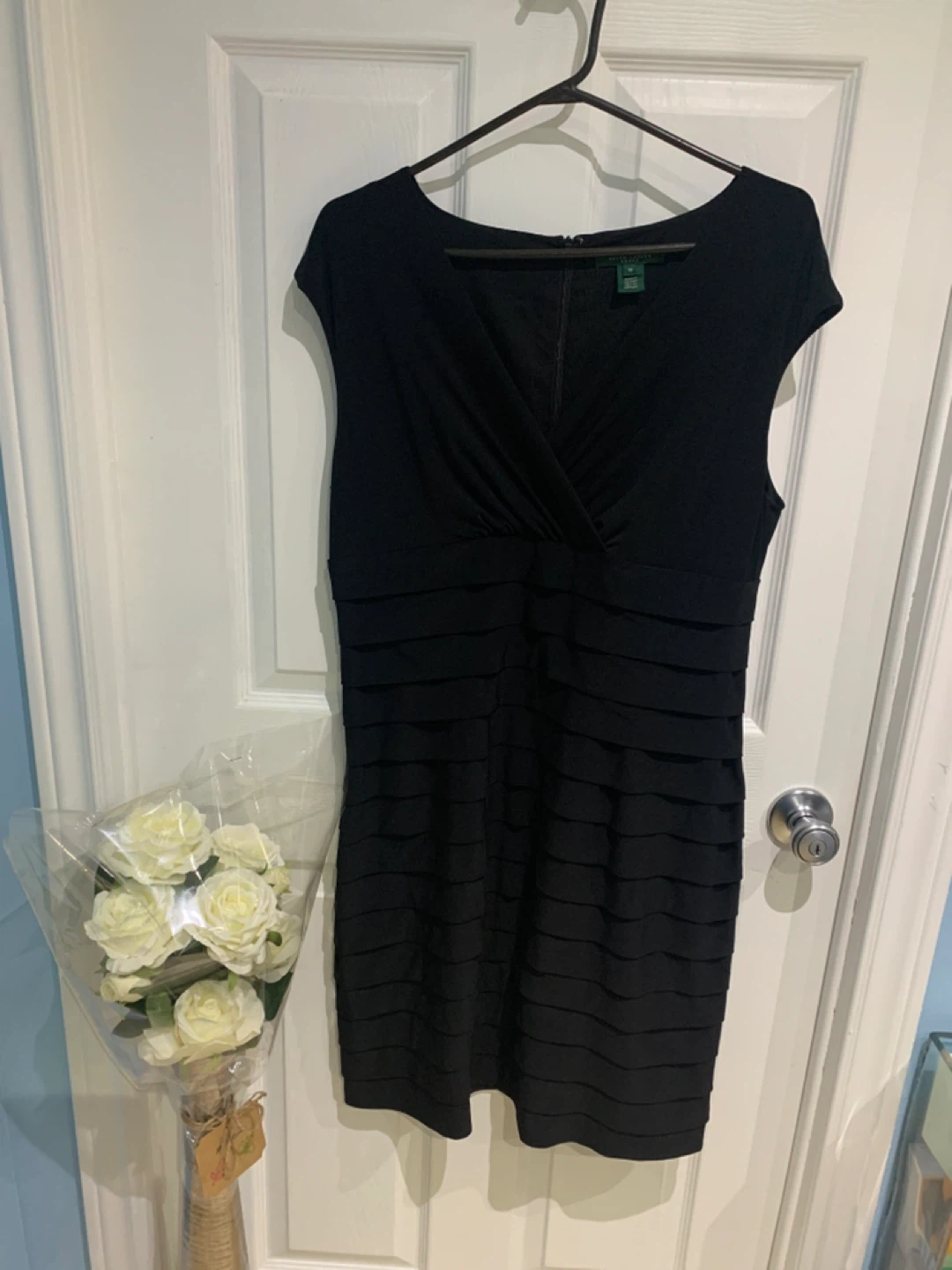 Lauren Ralph Lauren Black Cap Sleeve Sheath Dress Size 12