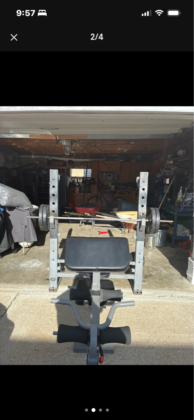 Weight Bench with Barbell and Weights - photo 2