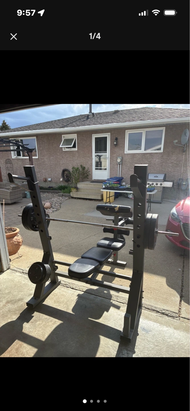 Weight Bench with Barbell and Weights - photo 3