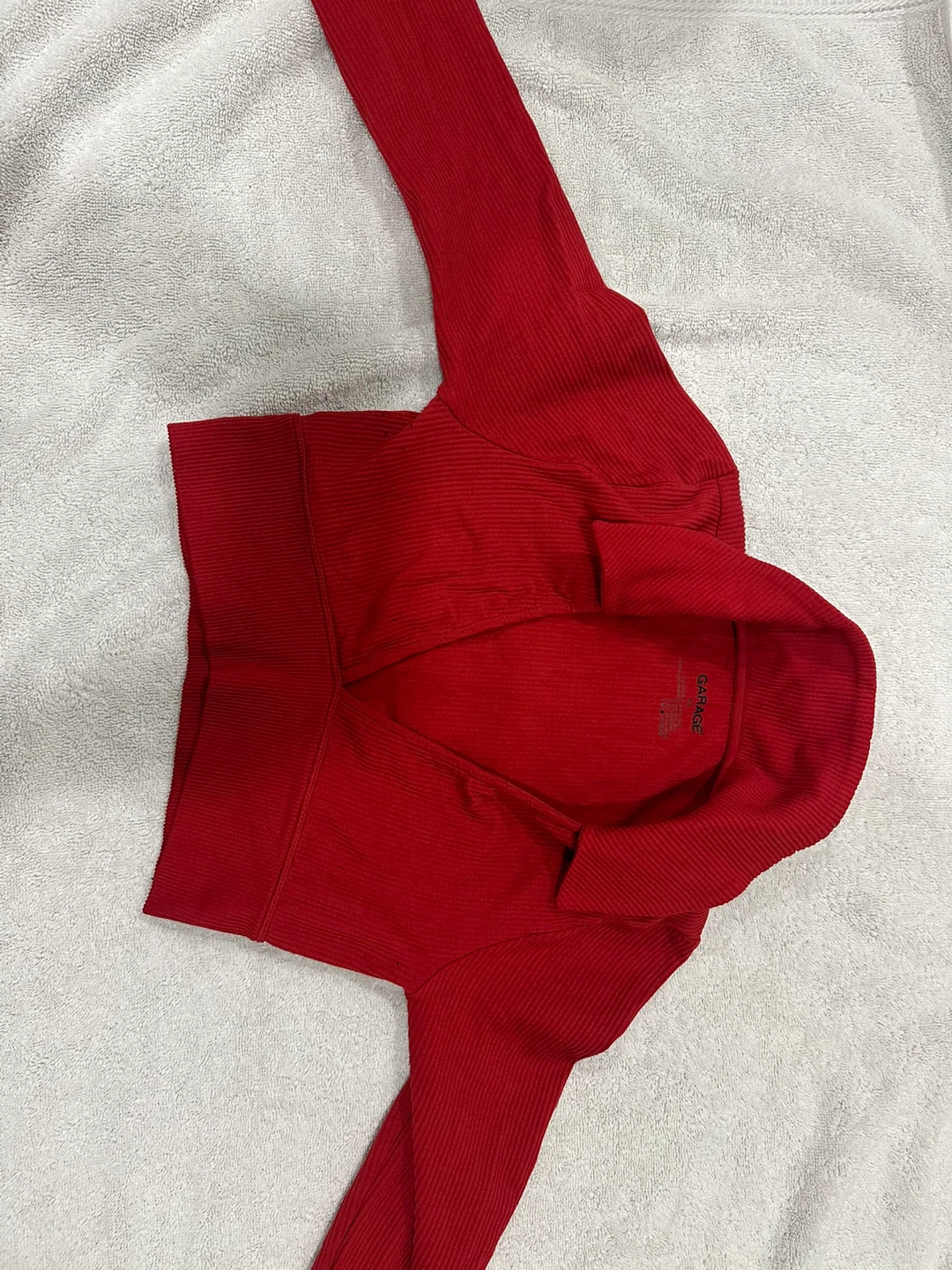 Garage Red Ribbed Long Sleeve Top - Medium - photo 2