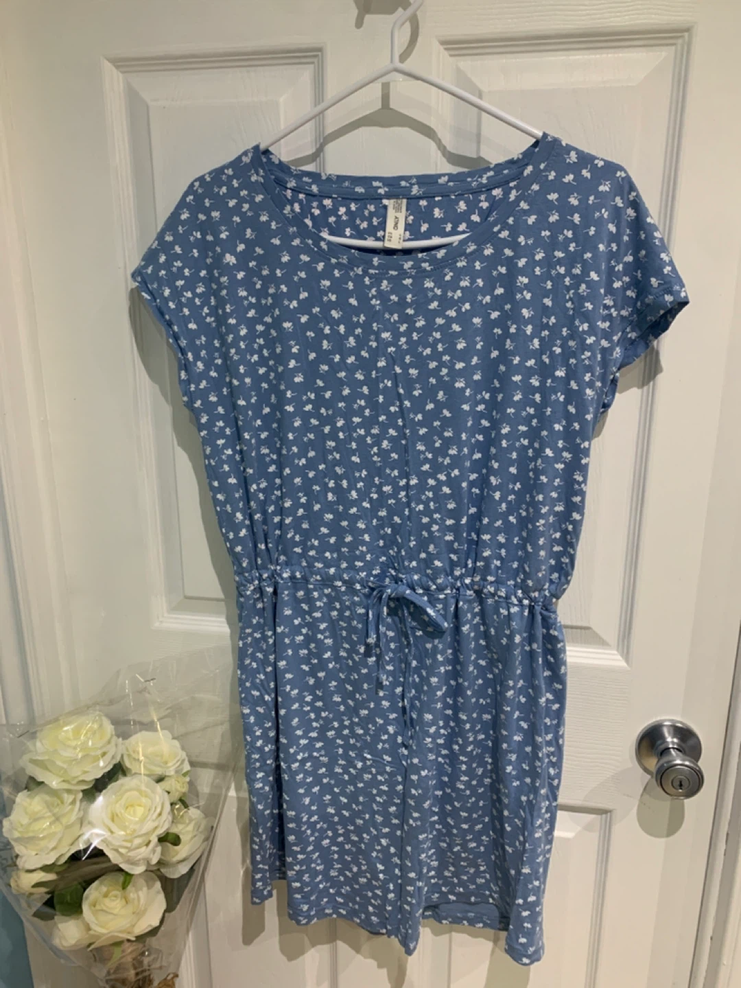 ONLY Blue Floral Print Casual Dress Size L