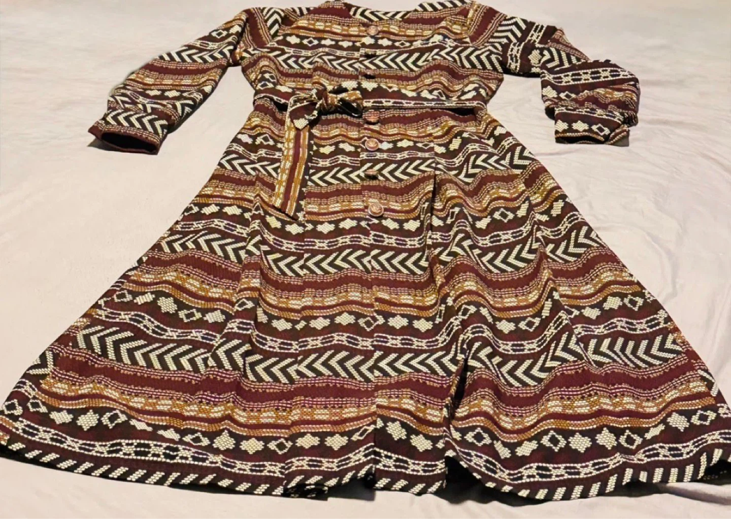 Women's Print Maxi Dress with Belt