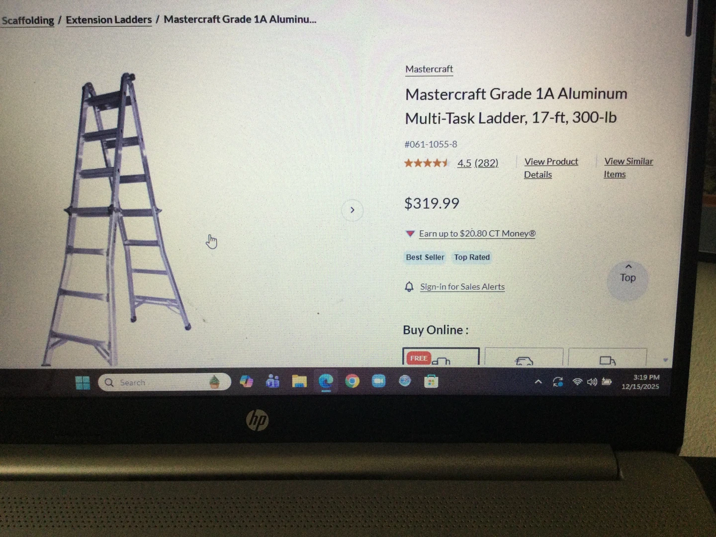 Mastercraft Grade 1A Aluminum Multi-Task Ladder, 17-ft
