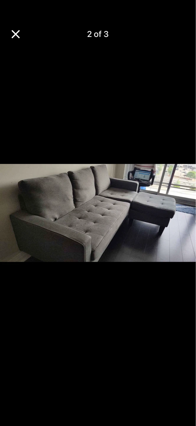 Grey Sectional Sofa with Ottoman - photo 2